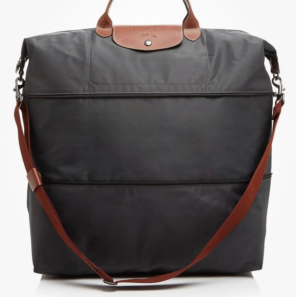 DISCONTINUED color Longchamp le pliage expandable travel tote gunmetal grey